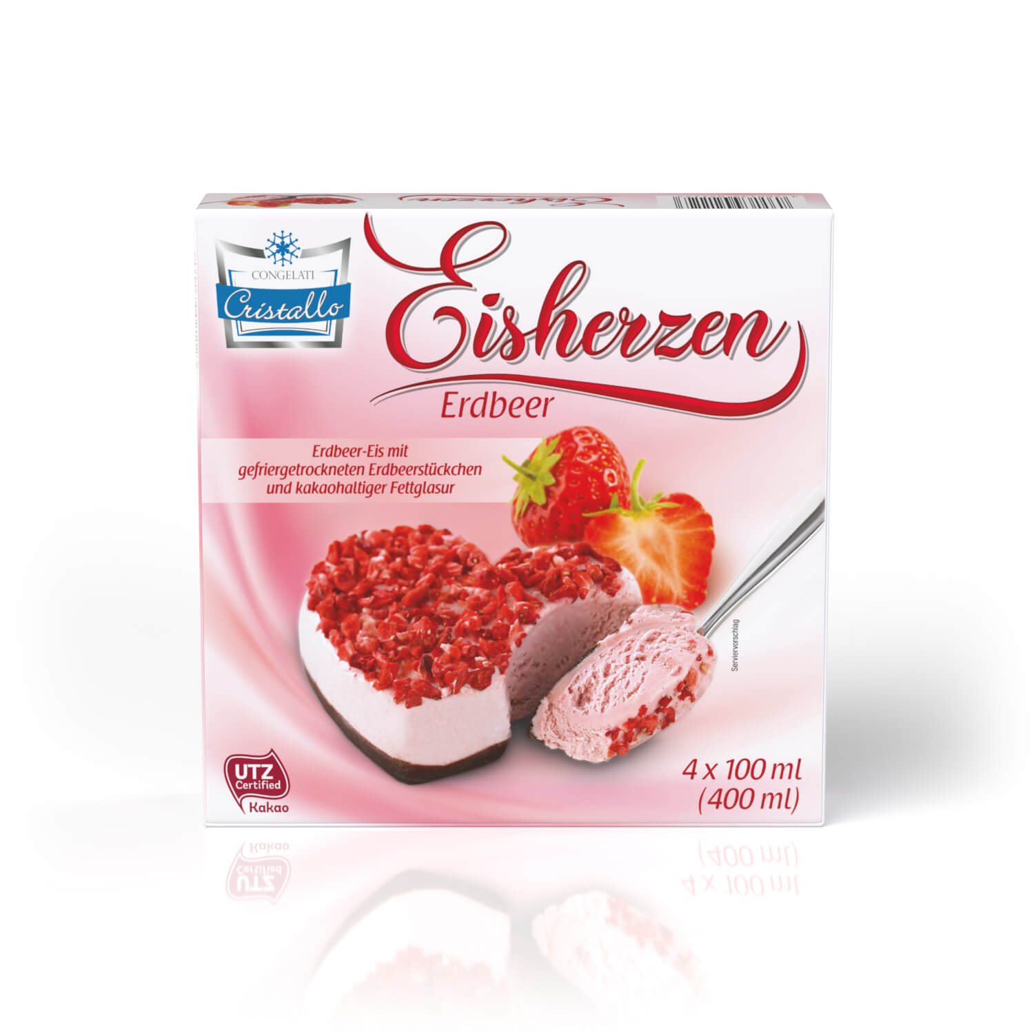 Cristallo Eisherzen Erdbeere 4 Stück